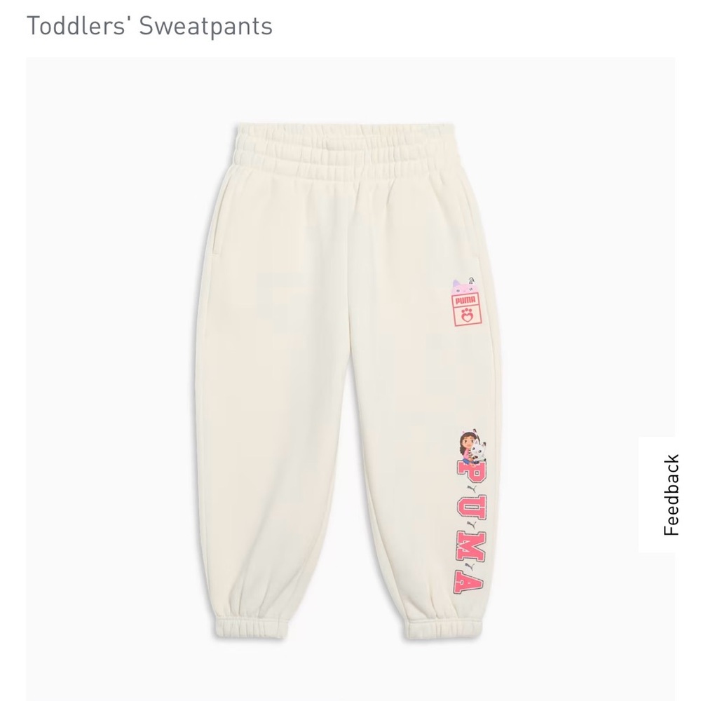 PUMA Kids Off-White Joggers with Pink Logo